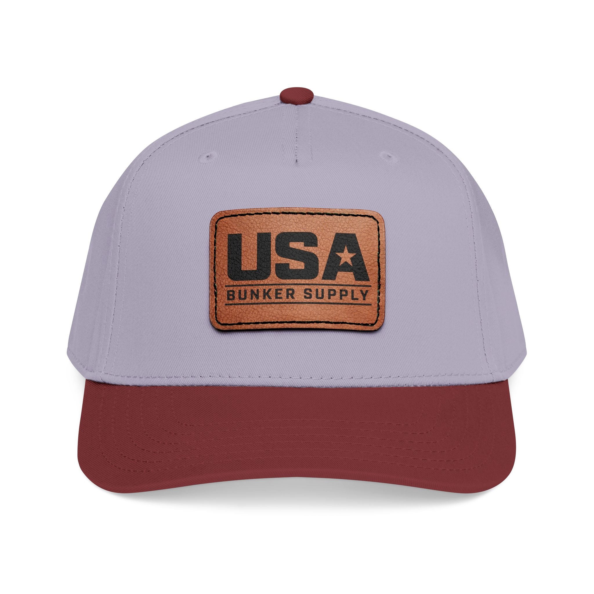 USA Leather Patch Baseball Cap - Classic Patriotic Mid-Profile Hat