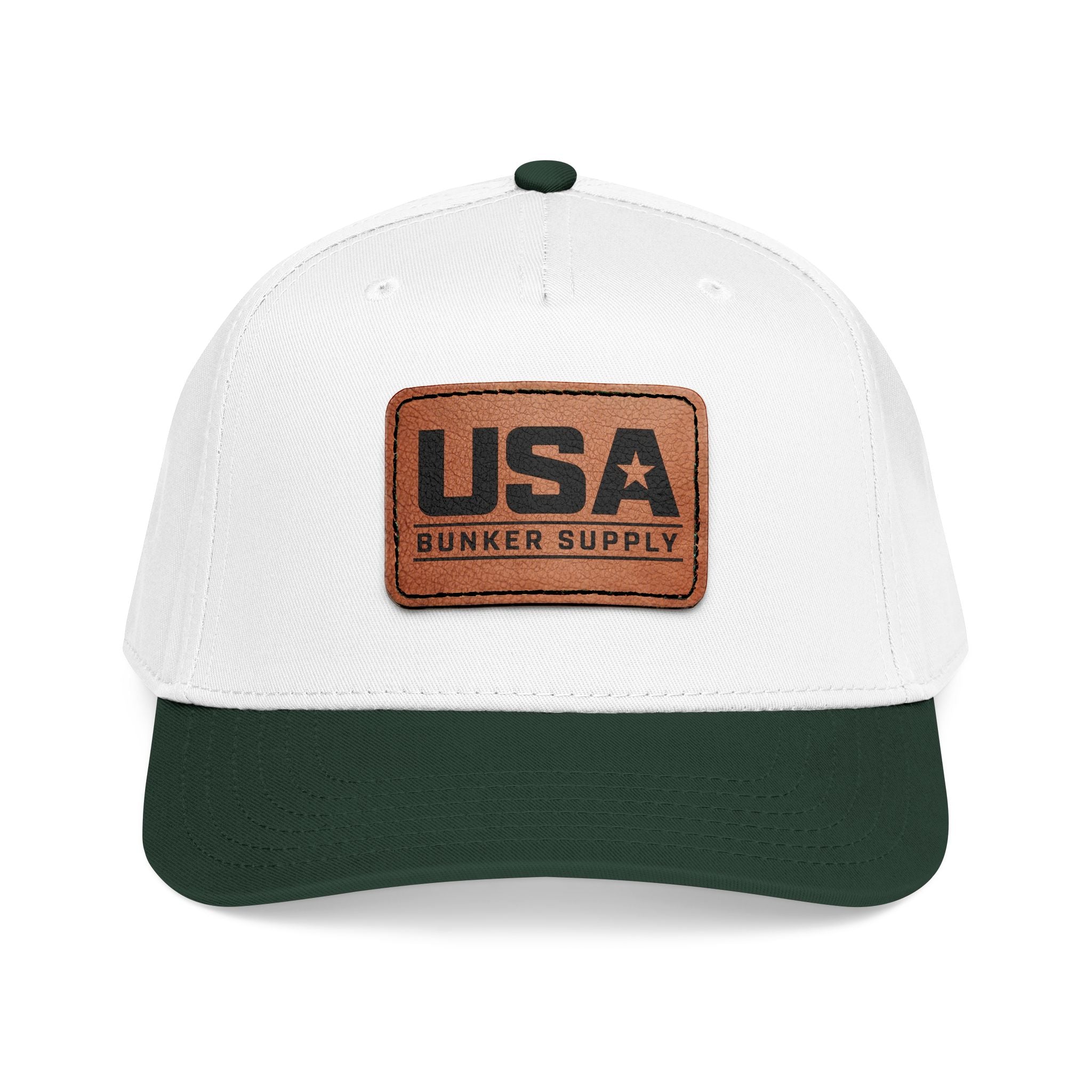 USA Leather Patch Baseball Cap - Classic Patriotic Mid-Profile Hat