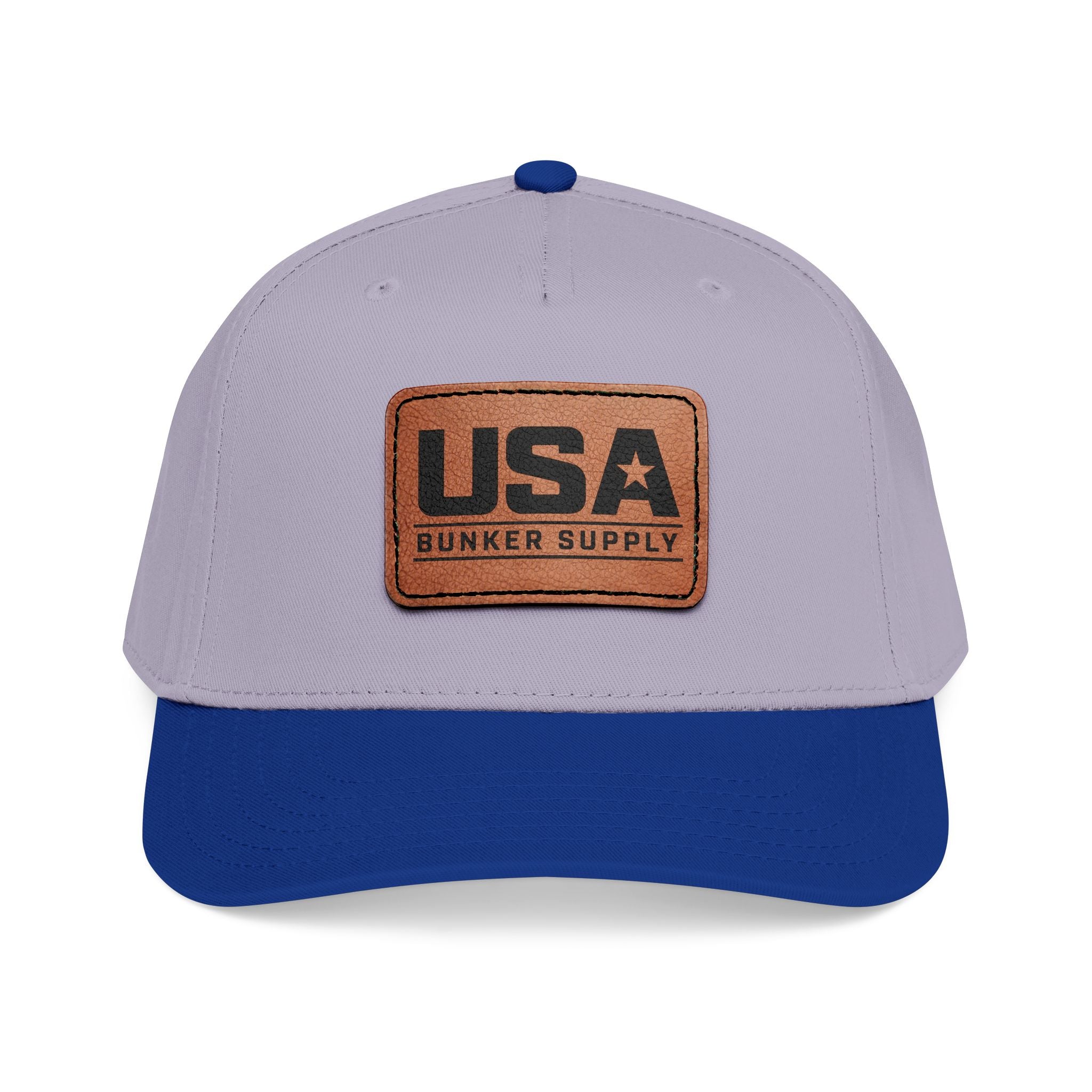 USA Leather Patch Baseball Cap - Classic Patriotic Mid-Profile Hat