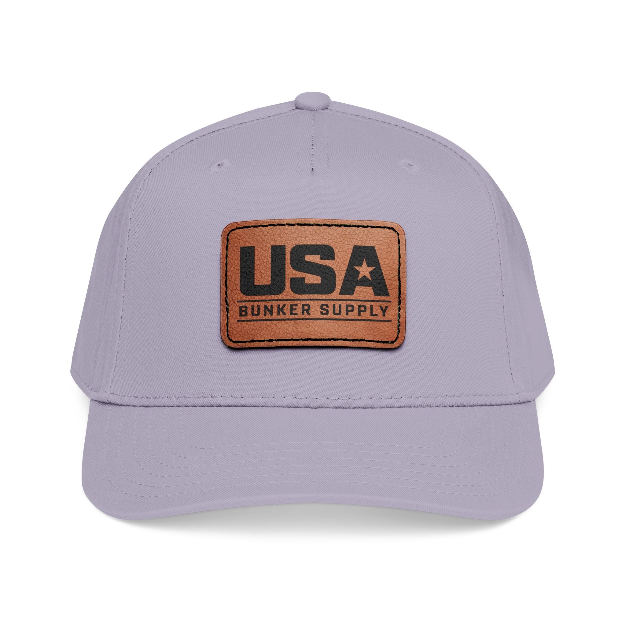 USA Leather Patch Baseball Cap - Classic Patriotic Mid-Profile Hat