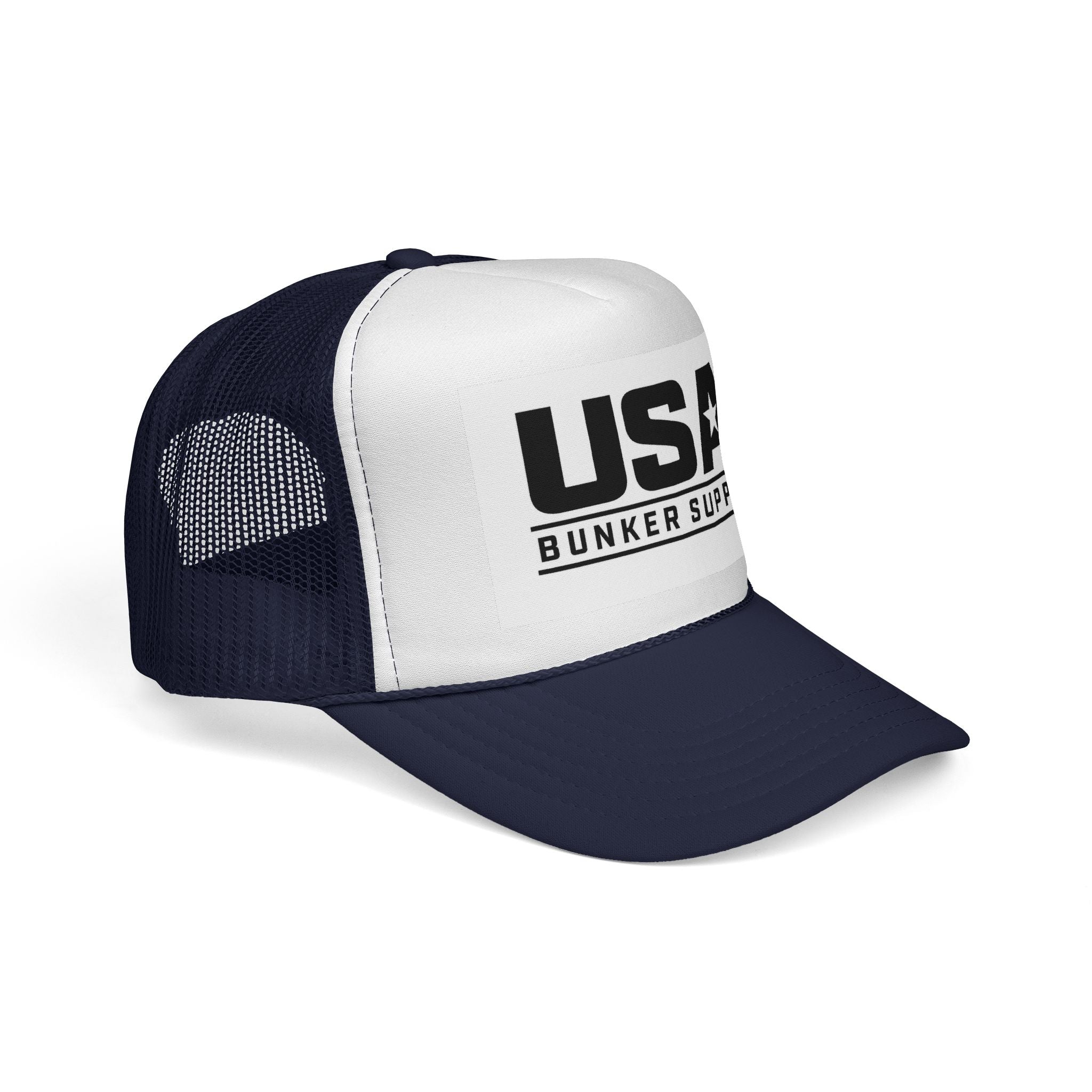 USA Bunker Supply Trucker Cap — Patriotic Mesh Back Hat