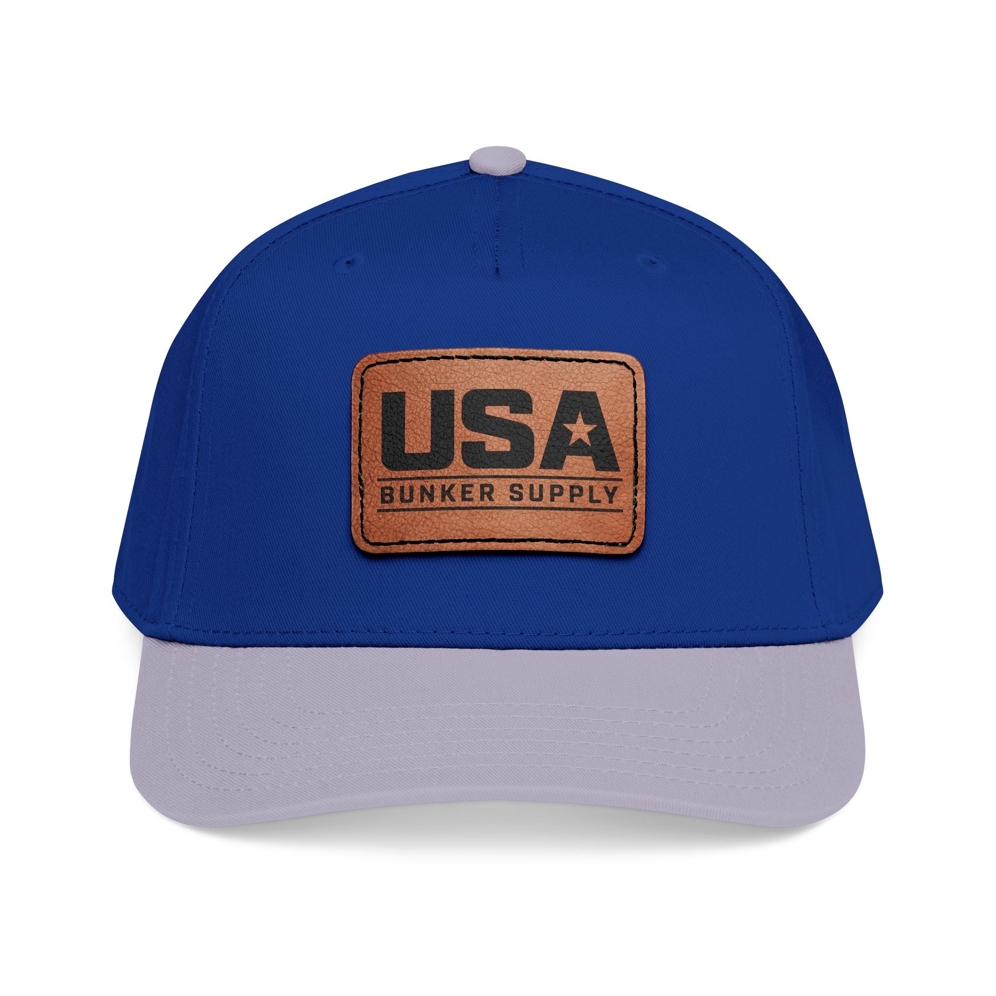 USA Leather Patch Baseball Cap - Classic Patriotic Mid-Profile Hat