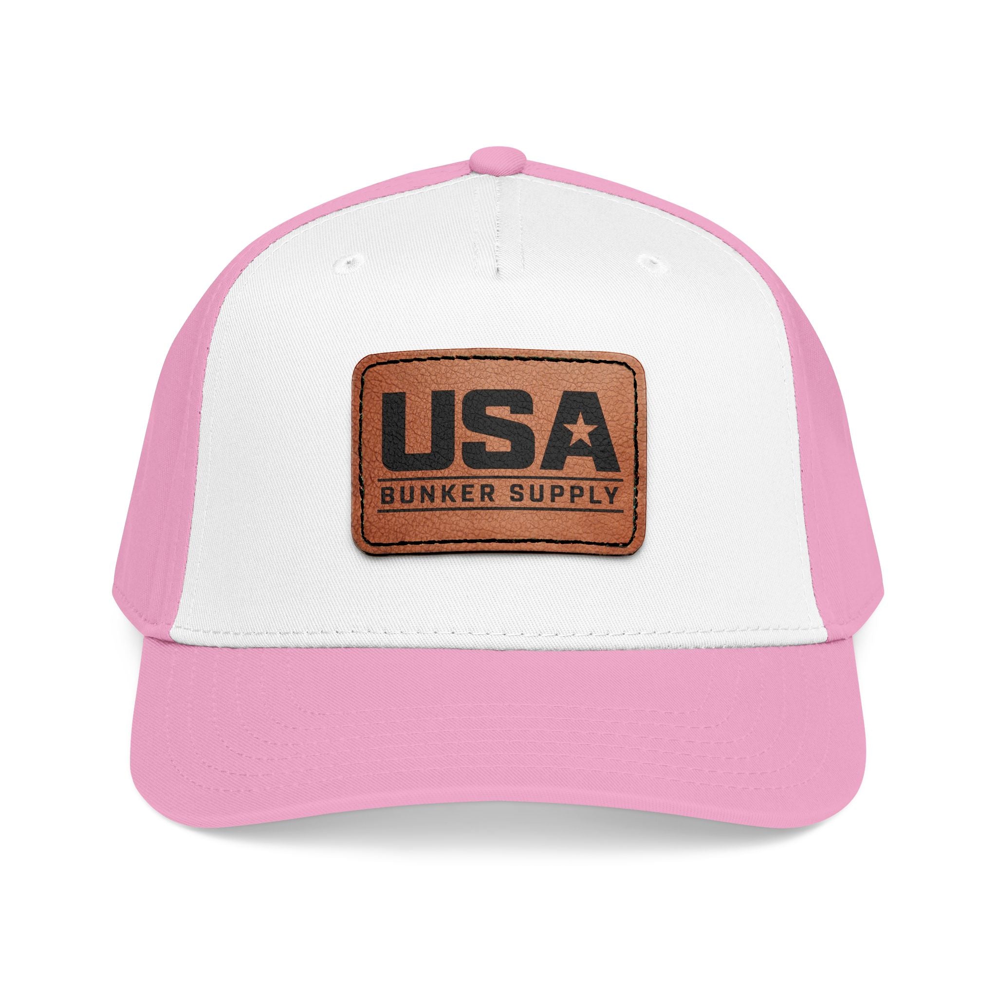 USA Leather Patch Baseball Cap - Classic Patriotic Mid-Profile Hat