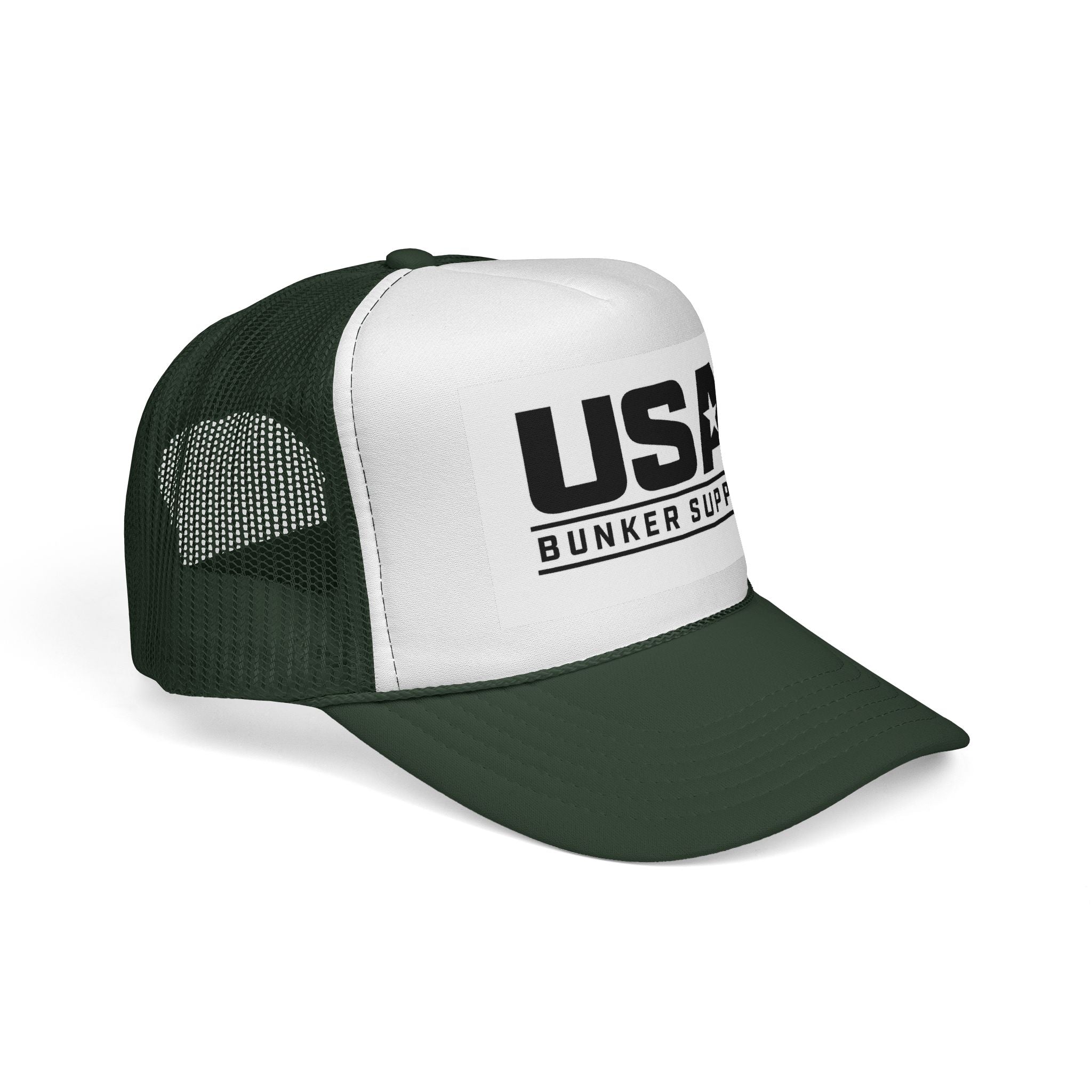 USA Bunker Supply Trucker Cap — Patriotic Mesh Back Hat