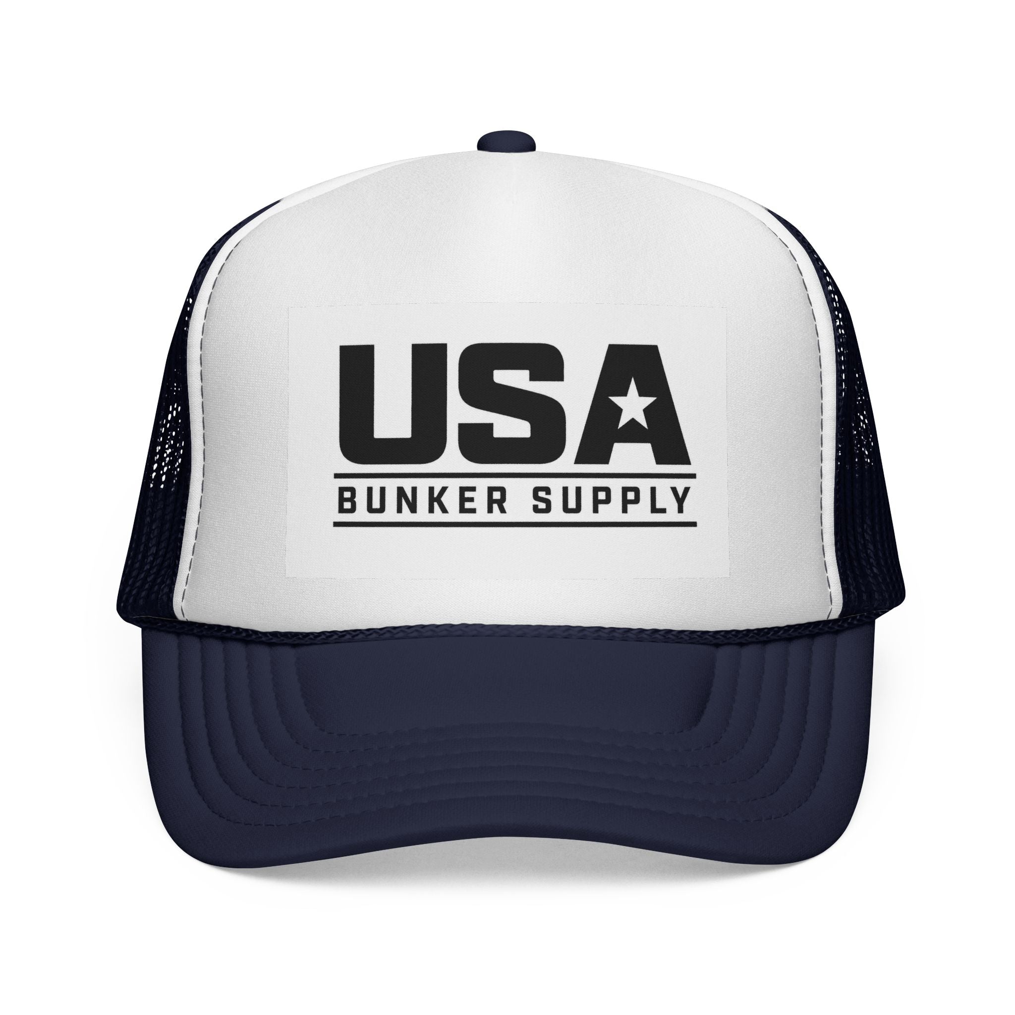 USA Bunker Supply Trucker Cap — Patriotic Mesh Back Hat