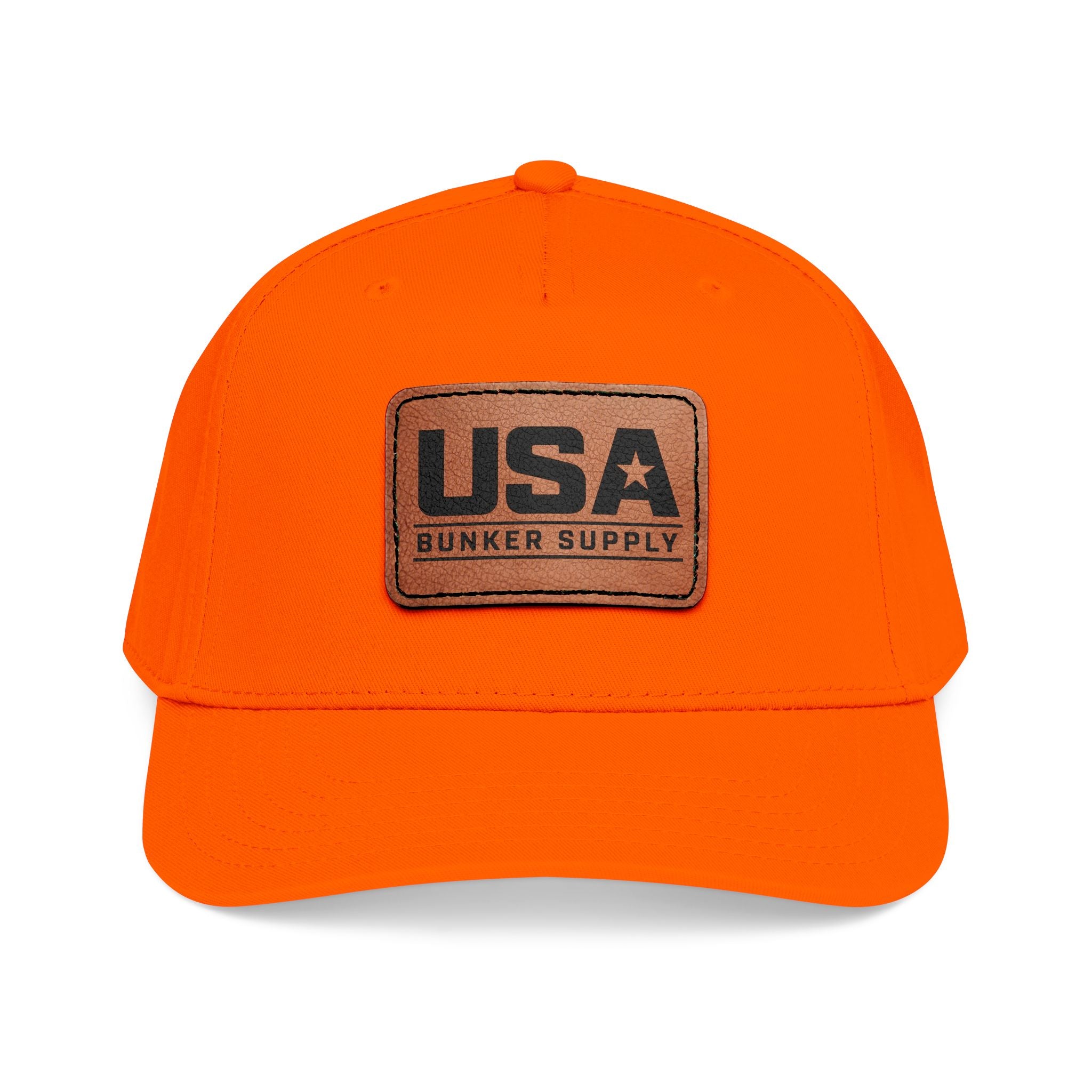 USA Leather Patch Baseball Cap - Classic Patriotic Mid-Profile Hat
