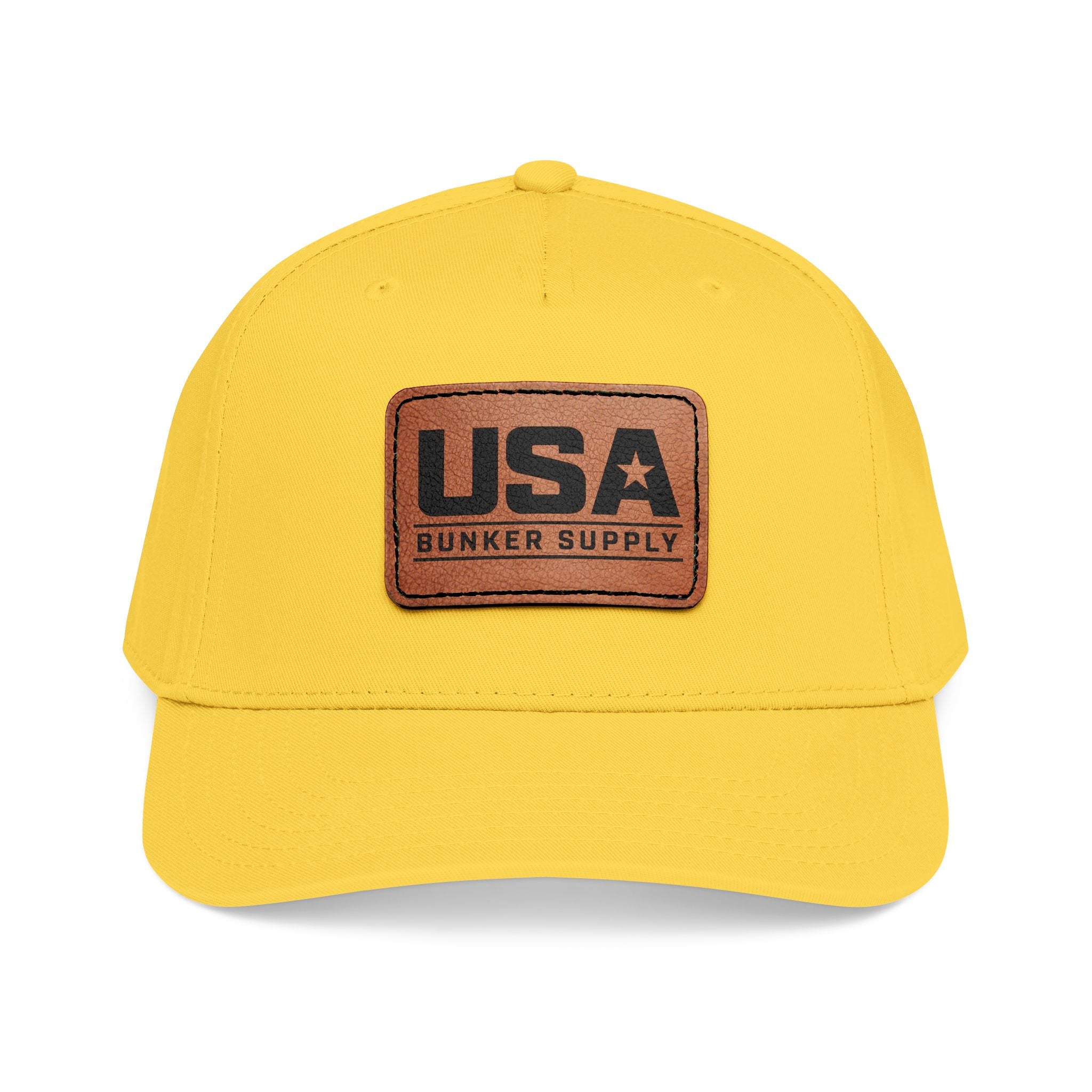 USA Leather Patch Baseball Cap - Classic Patriotic Mid-Profile Hat