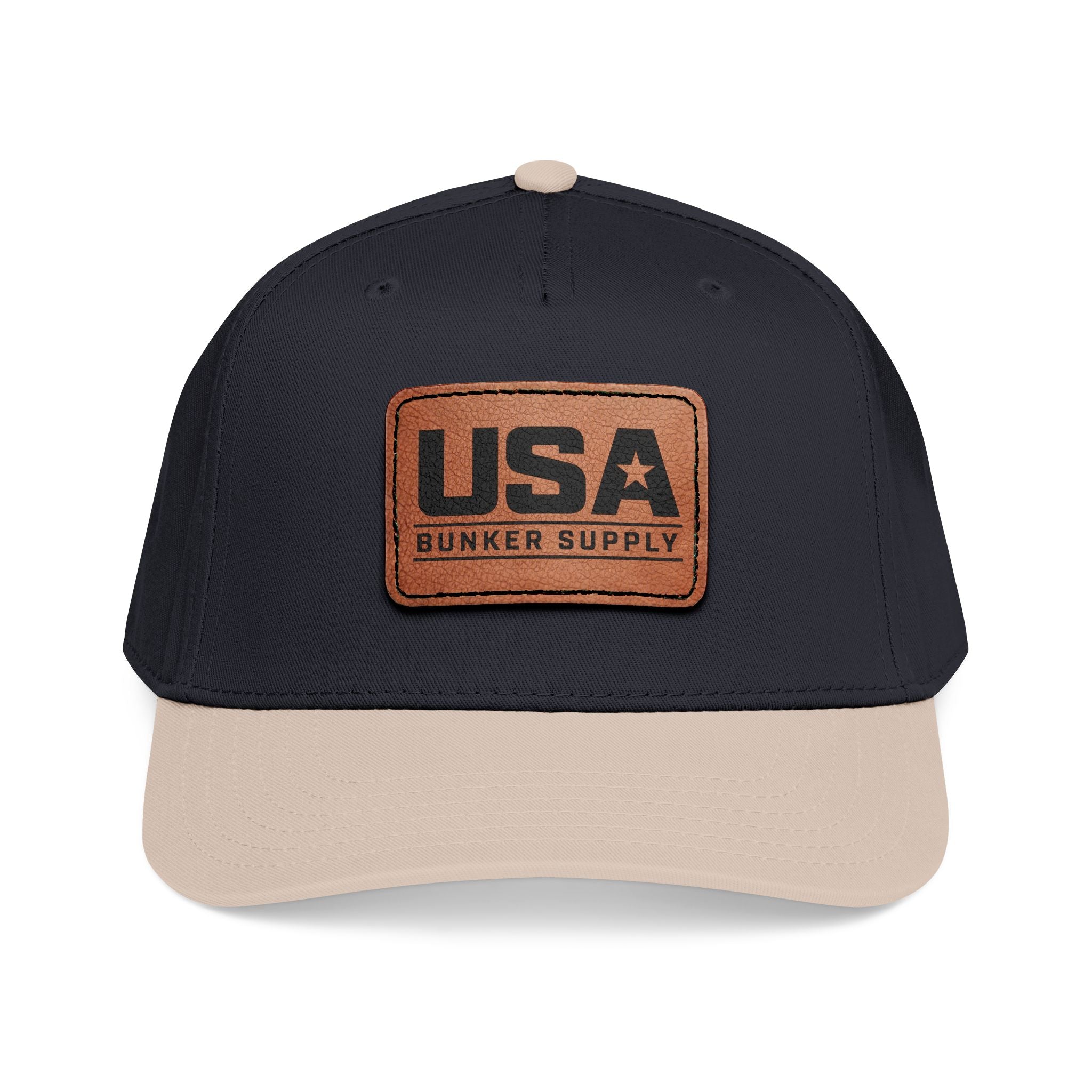 USA Leather Patch Baseball Cap - Classic Patriotic Mid-Profile Hat