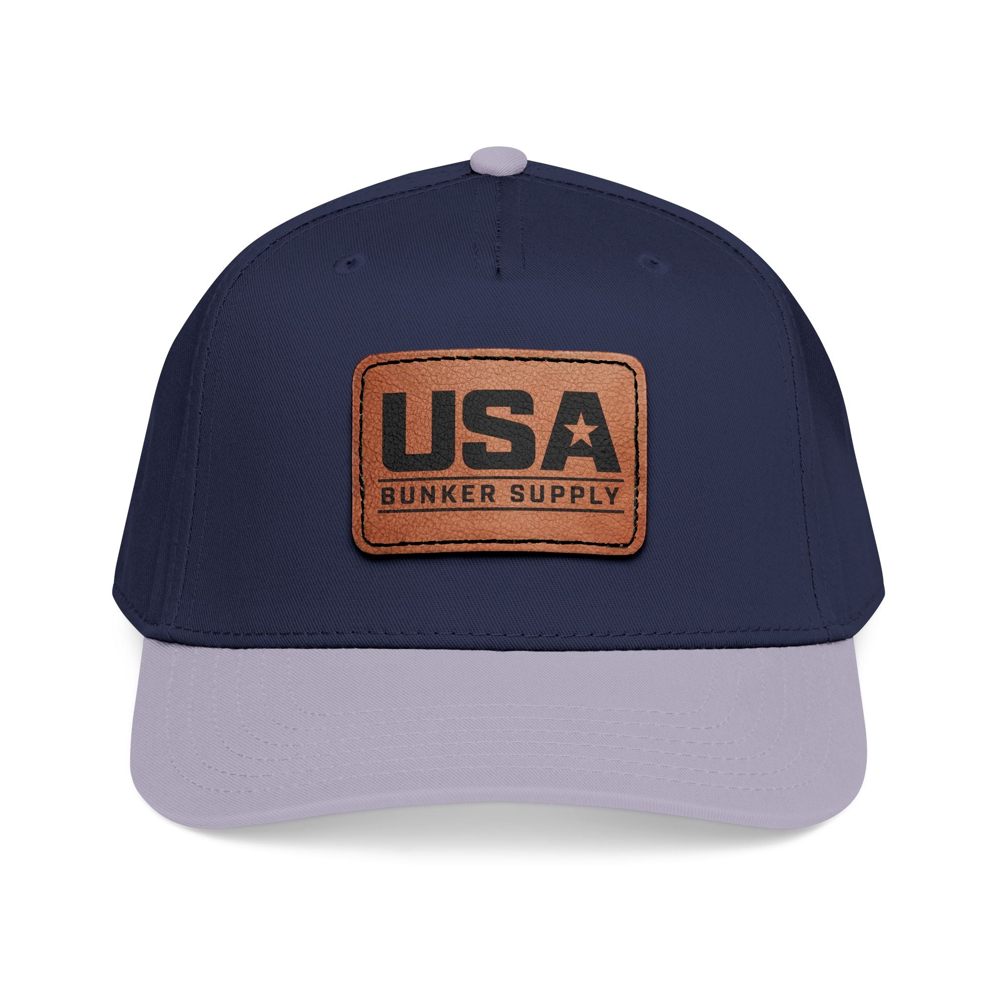 USA Leather Patch Baseball Cap - Classic Patriotic Mid-Profile Hat