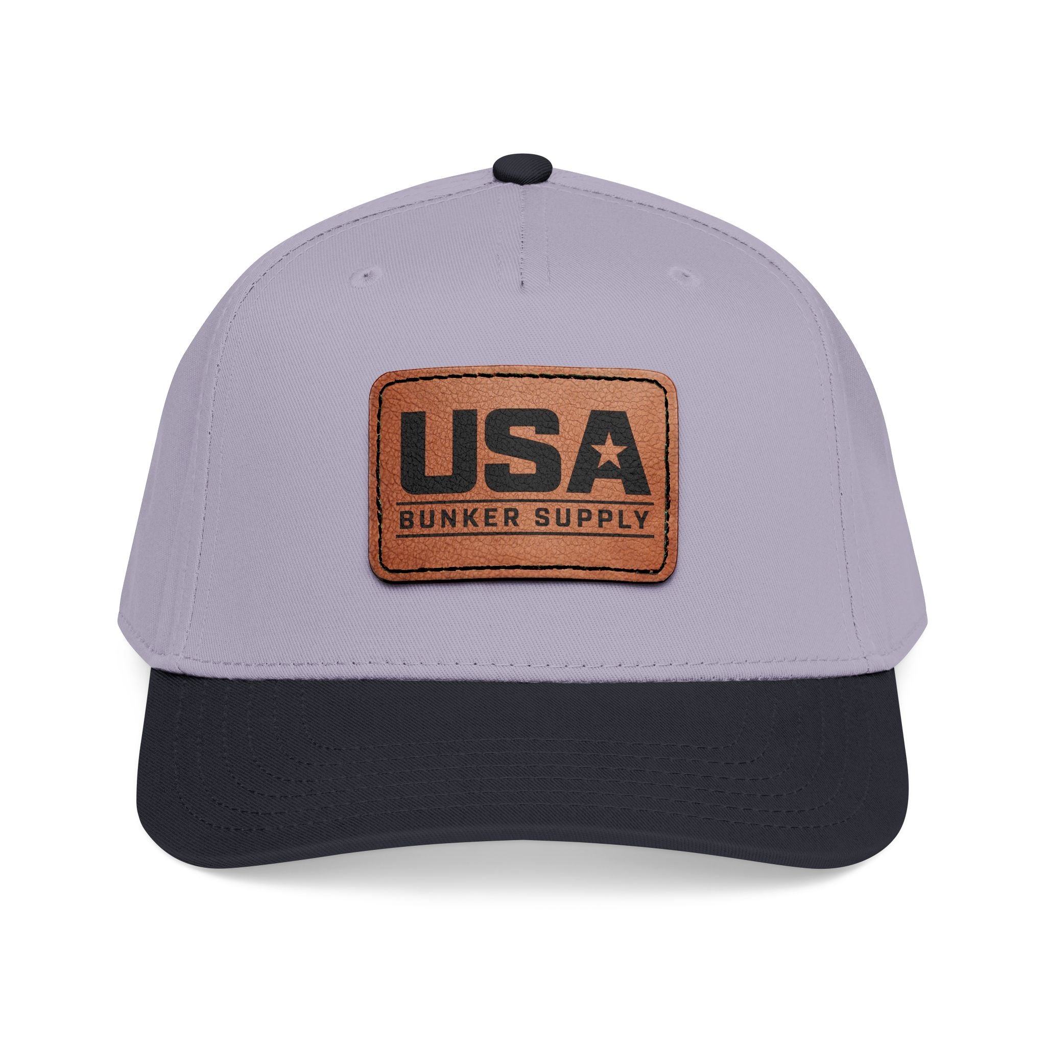 USA Leather Patch Baseball Cap - Classic Patriotic Mid-Profile Hat