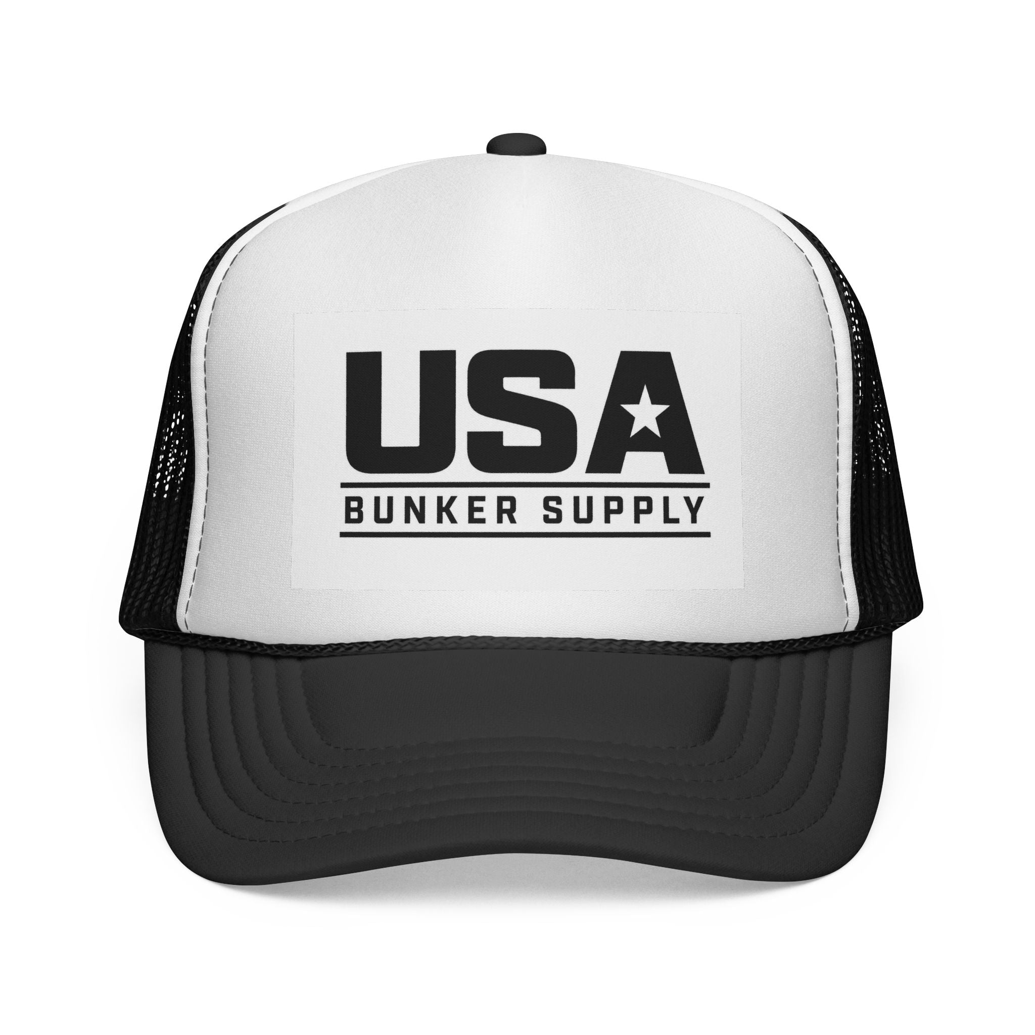 USA Bunker Supply Trucker Cap — Patriotic Mesh Back Hat