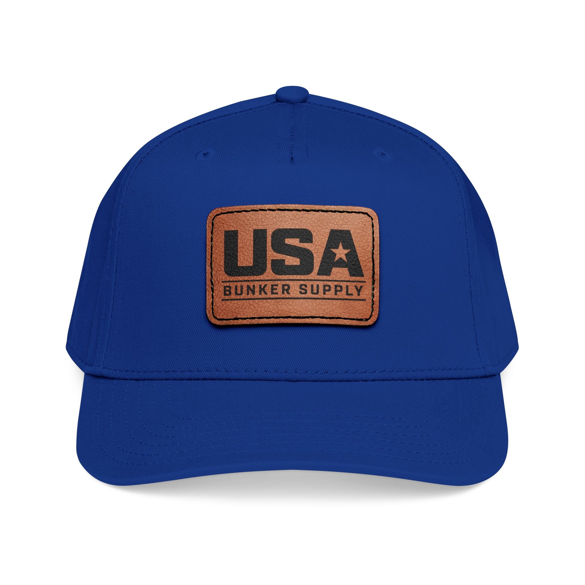 USA Leather Patch Baseball Cap - Classic Patriotic Mid-Profile Hat