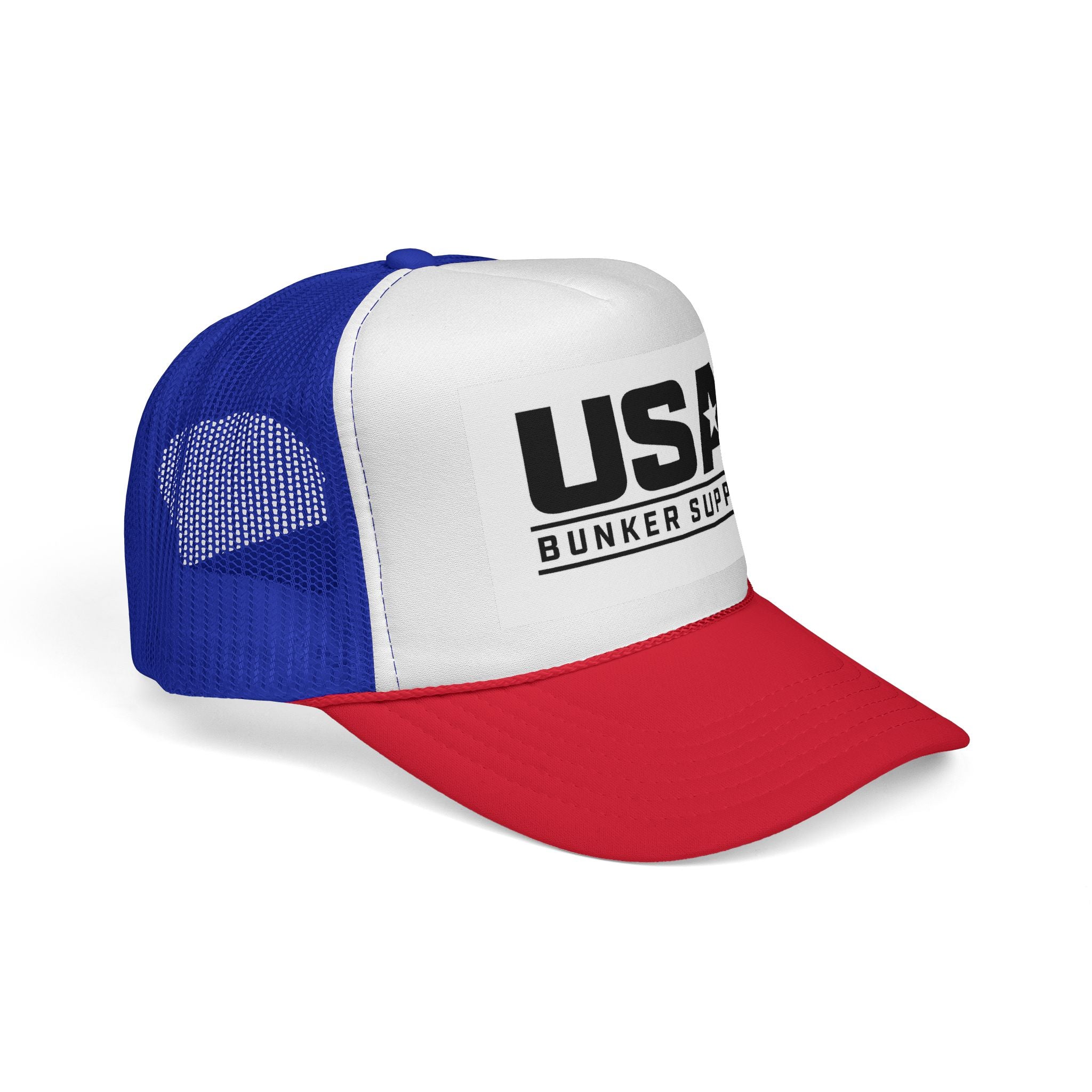 USA Bunker Supply Trucker Cap — Patriotic Mesh Back Hat