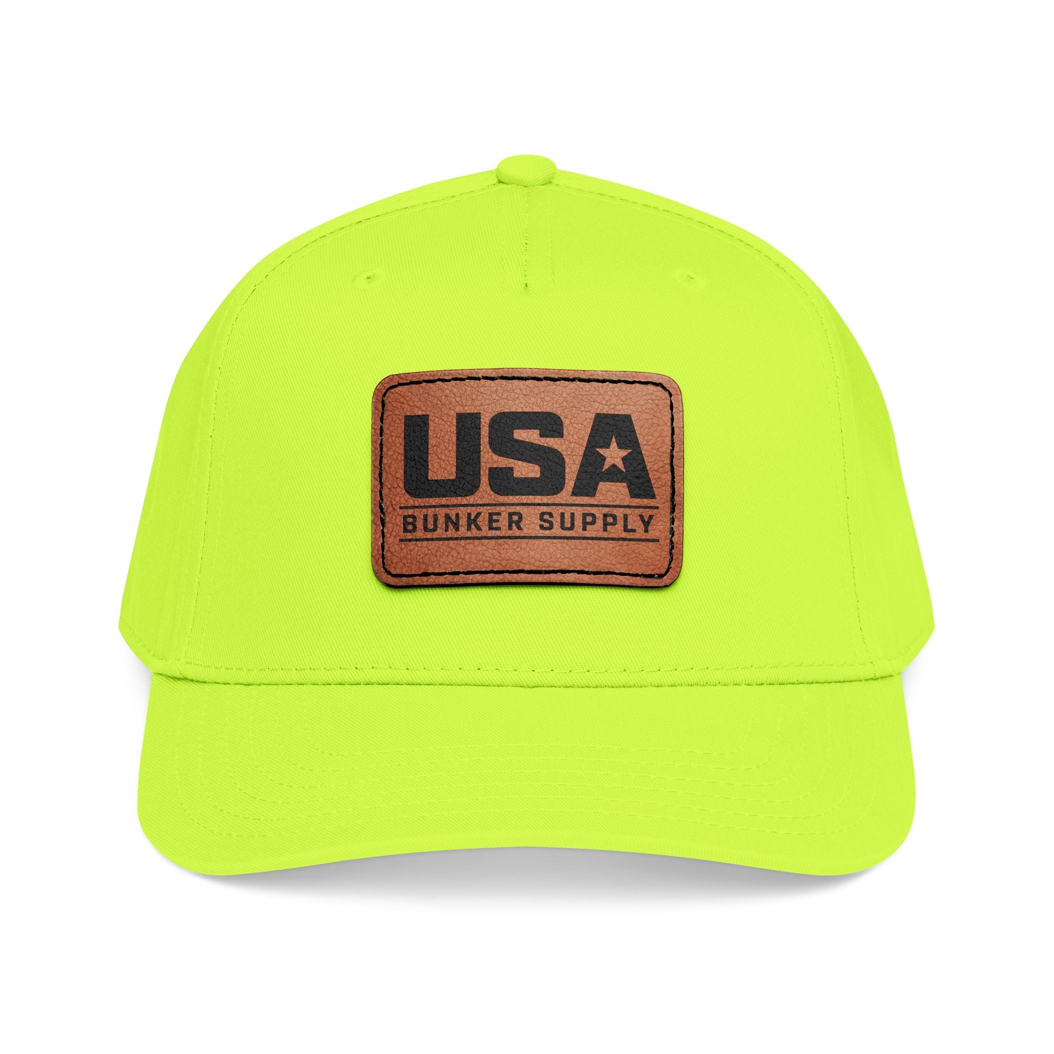 USA Leather Patch Baseball Cap - Classic Patriotic Mid-Profile Hat