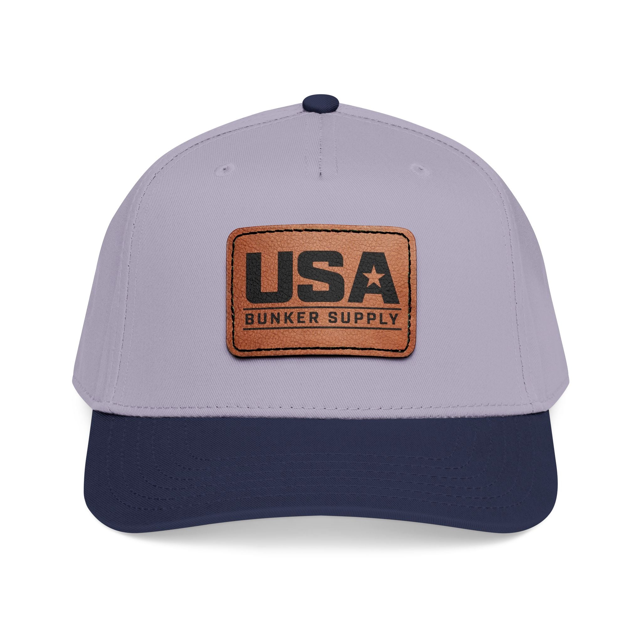 USA Leather Patch Baseball Cap - Classic Patriotic Mid-Profile Hat