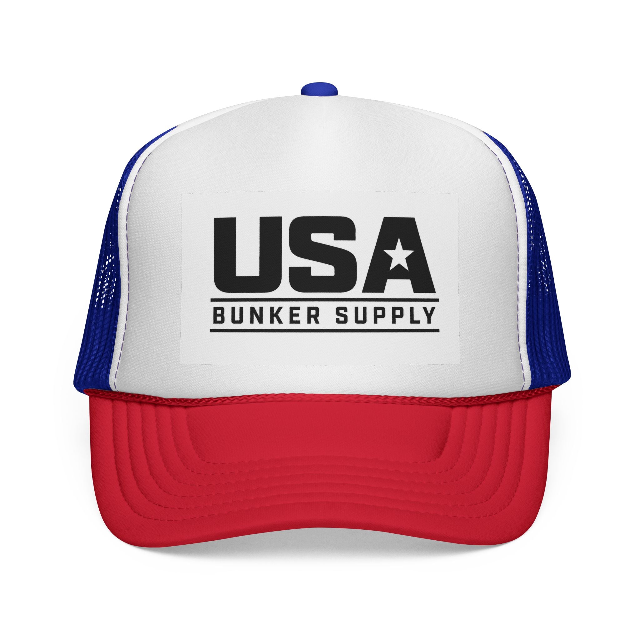 USA Bunker Supply Trucker Cap — Patriotic Mesh Back Hat