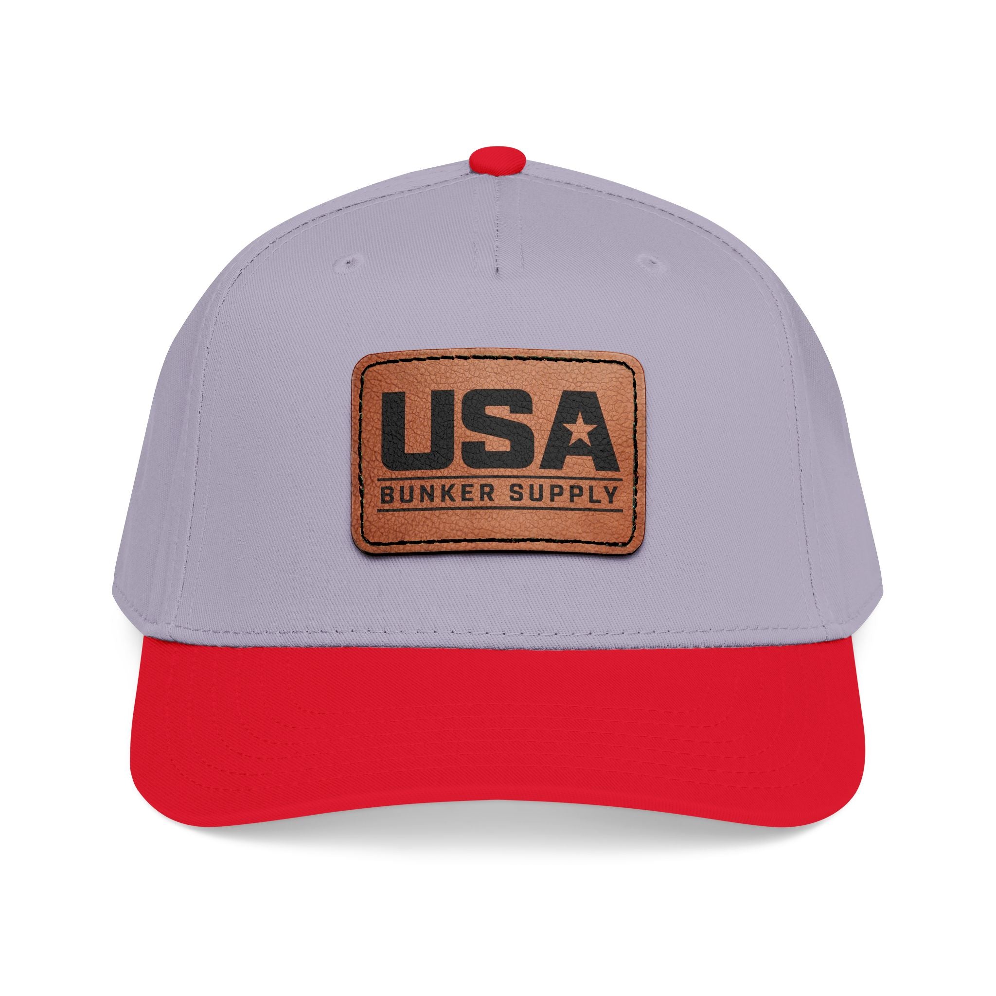 USA Leather Patch Baseball Cap - Classic Patriotic Mid-Profile Hat