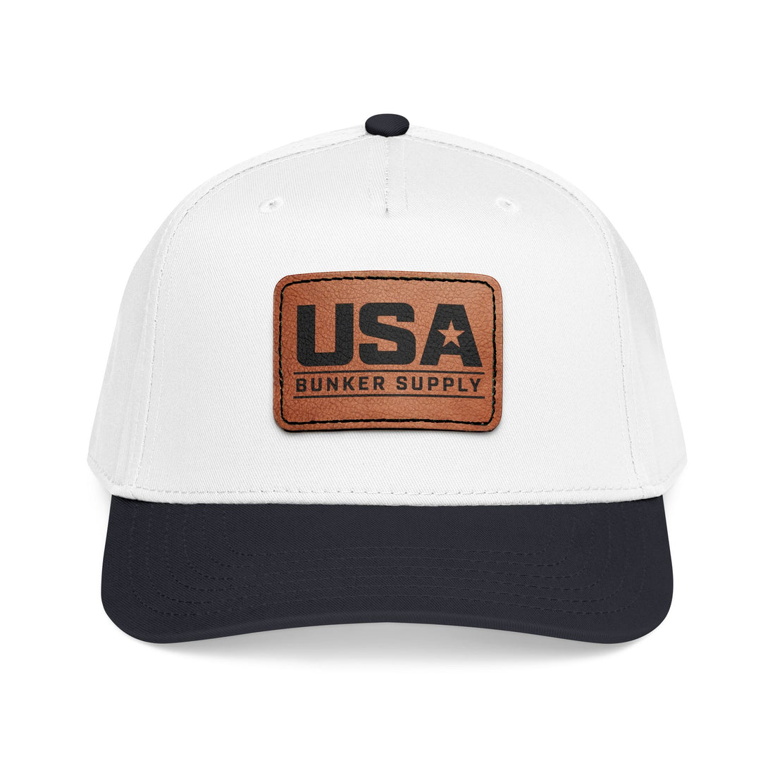 USA Leather Patch Baseball Cap - Classic Patriotic Mid-Profile Hat