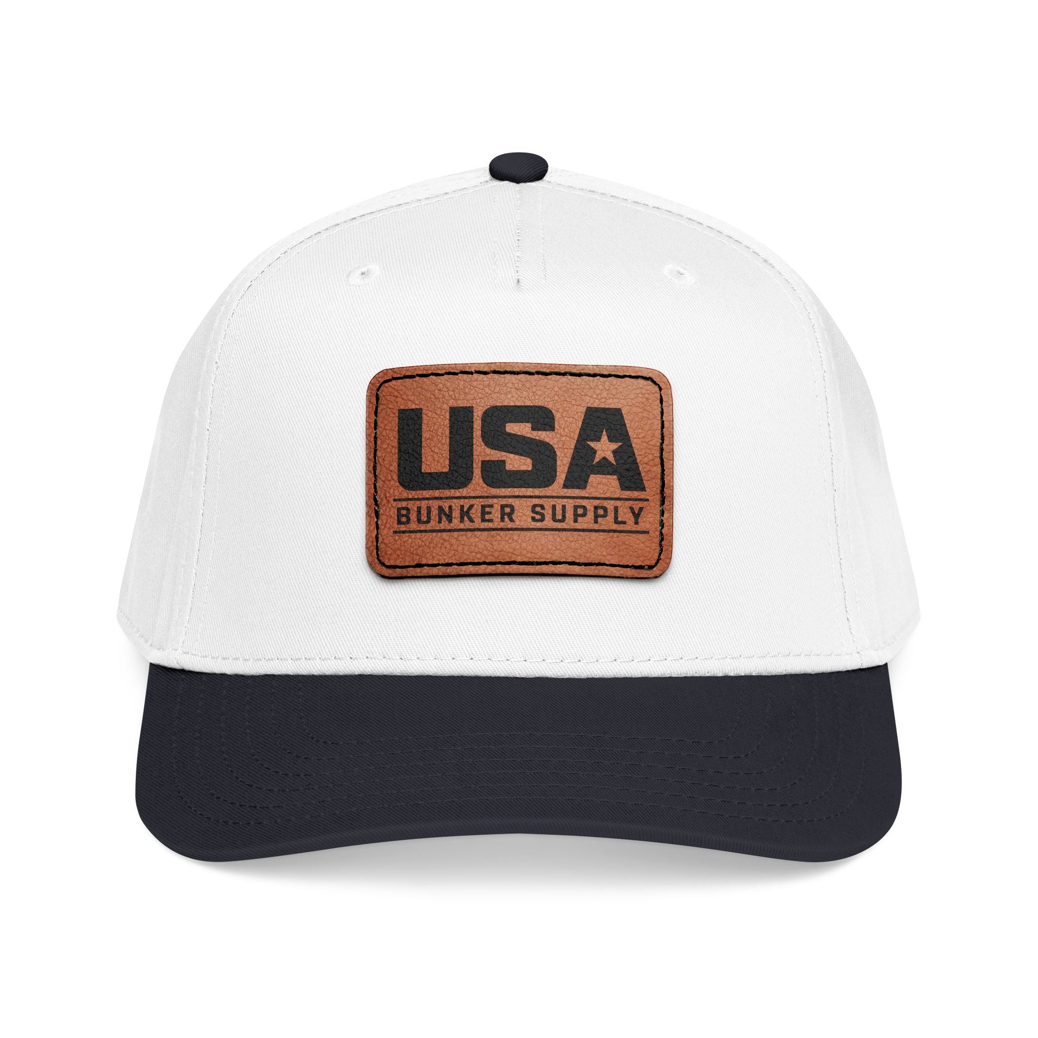 USA Leather Patch Baseball Cap - Classic Patriotic Mid-Profile Hat