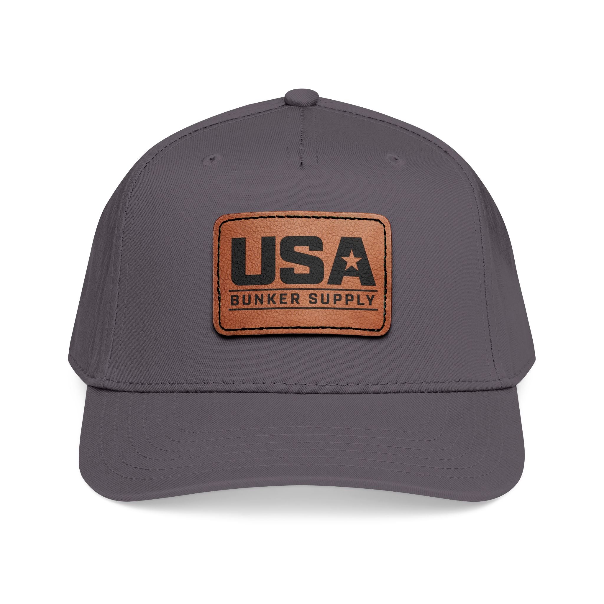 USA Leather Patch Baseball Cap - Classic Patriotic Mid-Profile Hat
