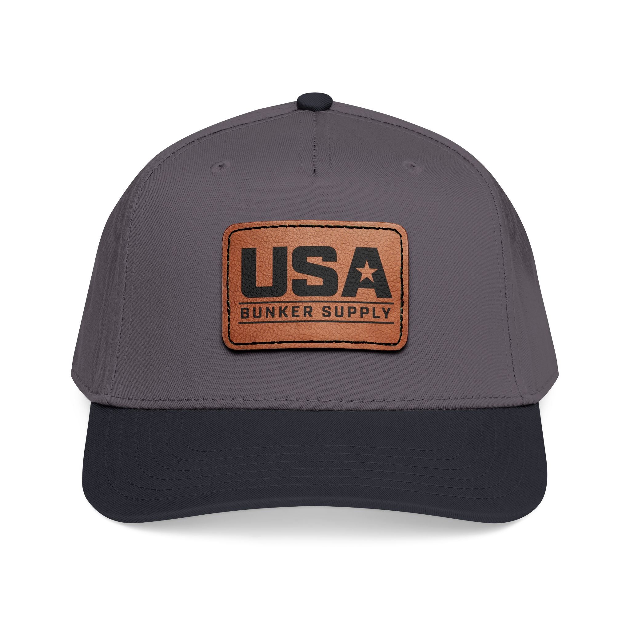 USA Leather Patch Baseball Cap - Classic Patriotic Mid-Profile Hat