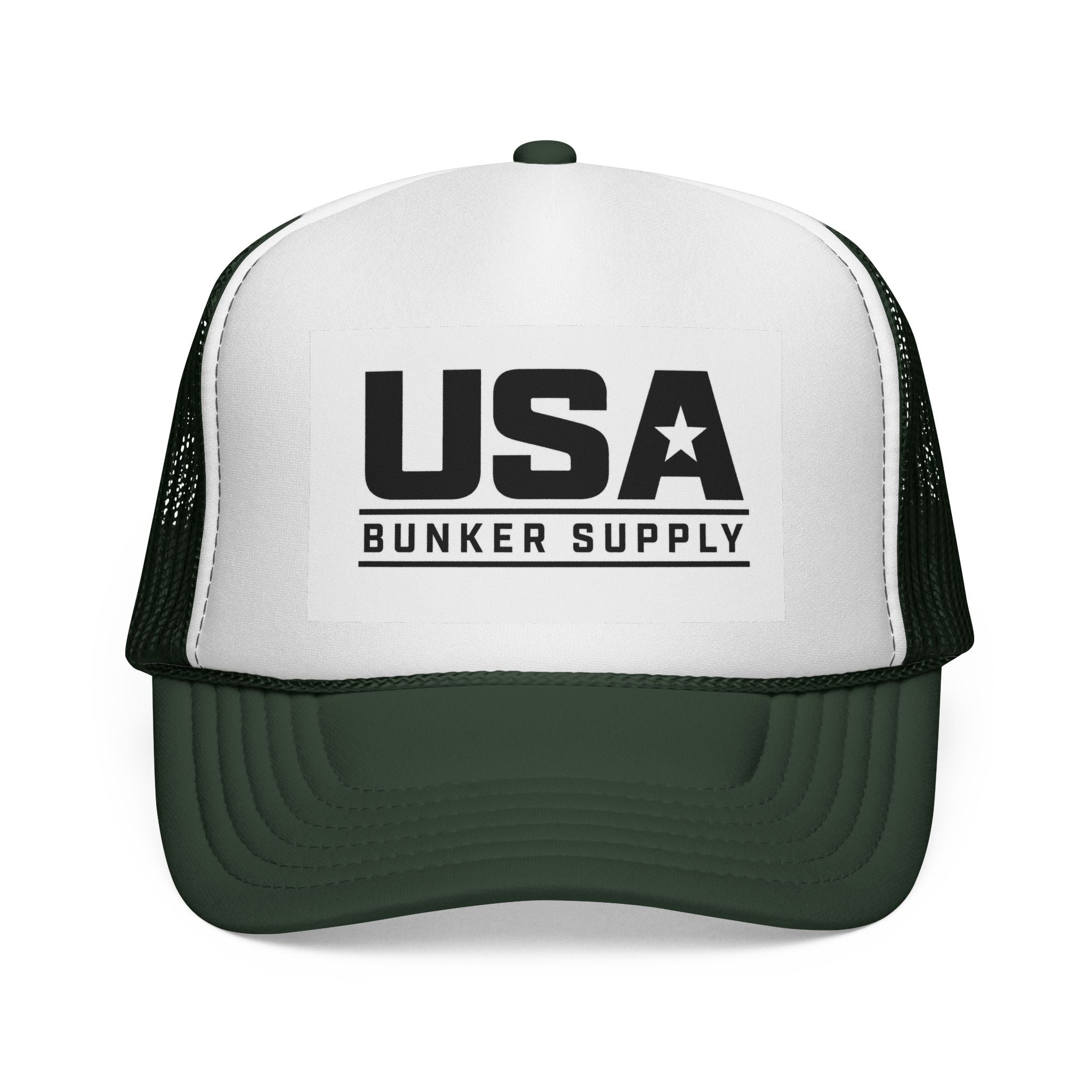 USA Bunker Supply Trucker Cap — Patriotic Mesh Back Hat